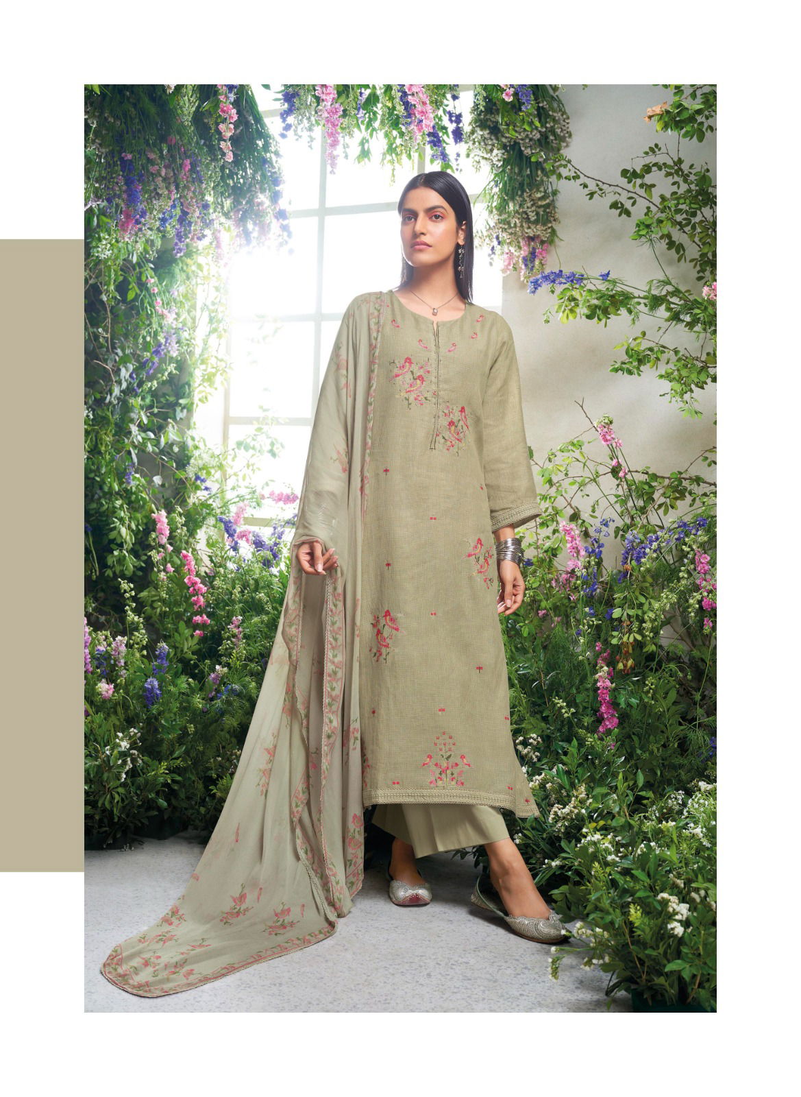 Shelah By Ganga Linen Solid Embroidery Dress Material Wholesale Market IN Surat